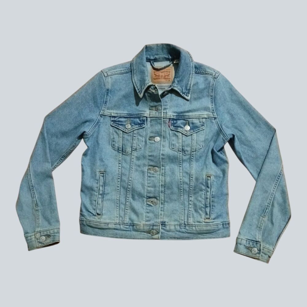 Levi's Women's Blue Medium Wash Button Front Denim Trucker Jean Jacket Size M